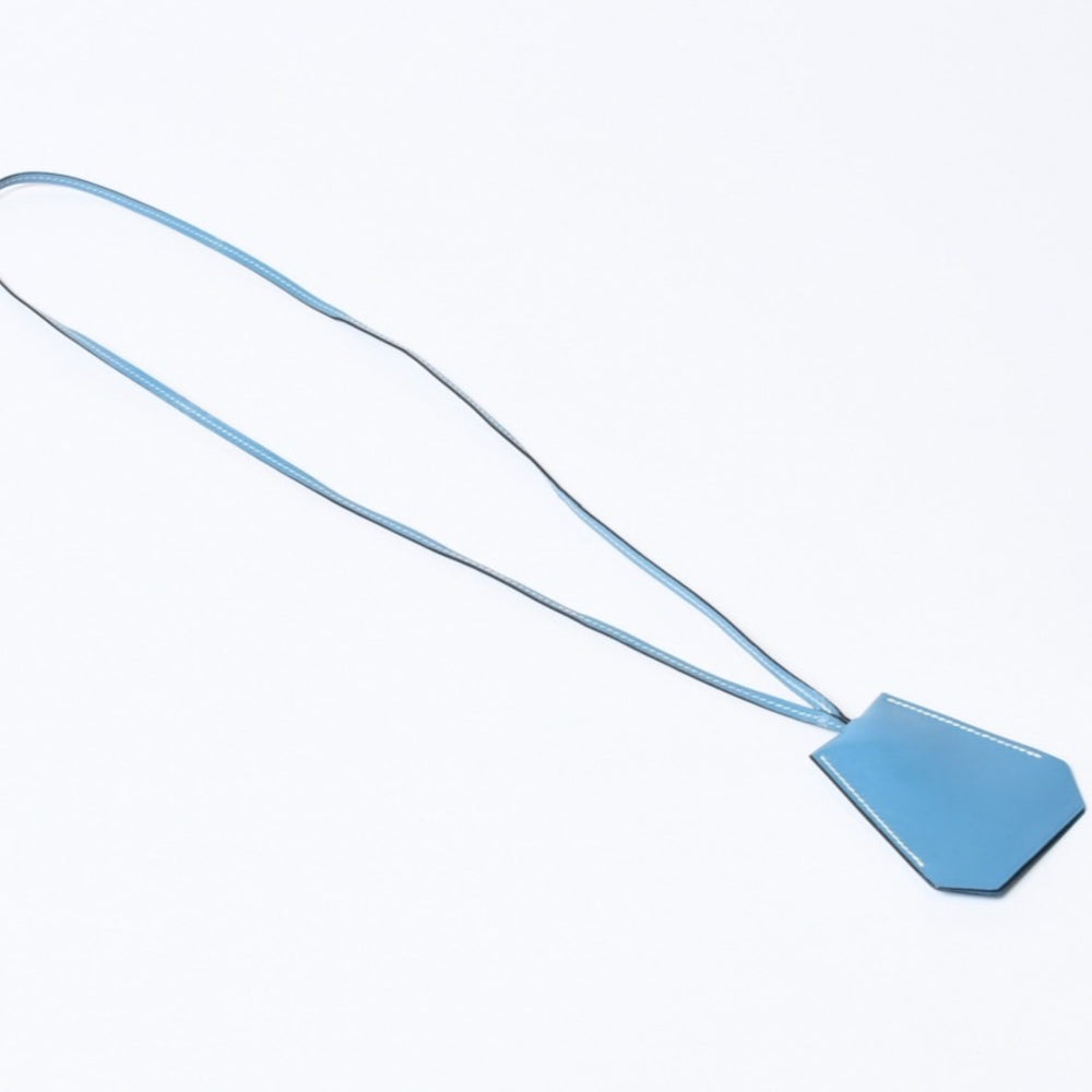 極美品 HERMES エルメス ロング クロシェット ネックレス □C刻印 キーリング ブルージーン 中古 4b012837