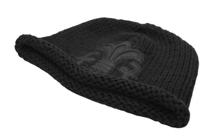 CHROME HEARTS クロムハーツ BEANIE CASH BS FLARE BSフレアパッチ ビーニー ニットキャップ ONE SIZE コットン ブラック 美品 中古 4b013258