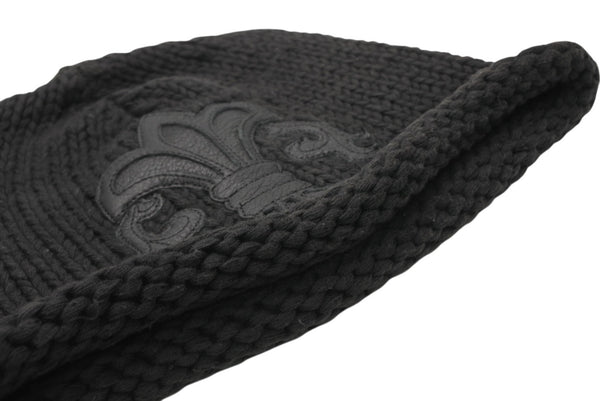 CHROME HEARTS クロムハーツ BEANIE CASH BS FLARE BSフレアパッチ ビーニー ニットキャップ ONE SIZE コットン ブラック 美品 中古 4b013258