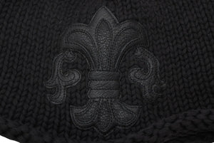 CHROME HEARTS クロムハーツ BEANIE CASH BS FLARE BSフレアパッチ ビーニー ニットキャップ ONE SIZE コットン ブラック 美品 中古 4b013258