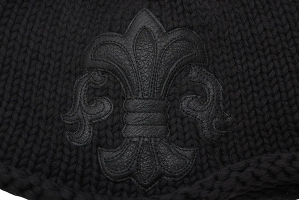 CHROME HEARTS クロムハーツ BEANIE CASH BS FLARE BSフレアパッチ ビーニー ニットキャップ ONE SIZE コットン ブラック 美品 中古 4b013258