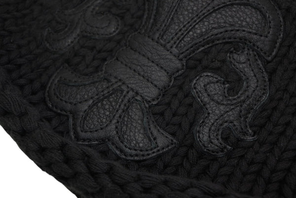CHROME HEARTS クロムハーツ BEANIE CASH BS FLARE BSフレアパッチ ビーニー ニットキャップ ONE SIZE コットン ブラック 美品 中古 4b013258