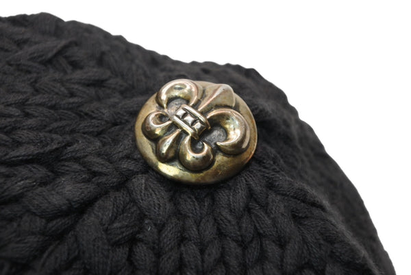 CHROME HEARTS クロムハーツ BEANIE CASH BS FLARE BSフレアパッチ ビーニー ニットキャップ ONE SIZE コットン ブラック 美品 中古 4b013258
