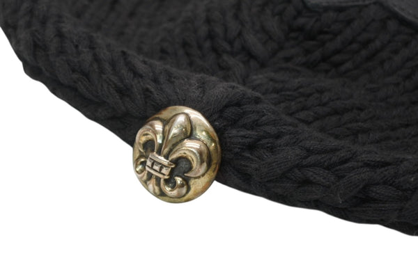 CHROME HEARTS クロムハーツ BEANIE CASH BS FLARE BSフレアパッチ ビーニー ニットキャップ ONE SIZE コットン ブラック 美品 中古 4b013258