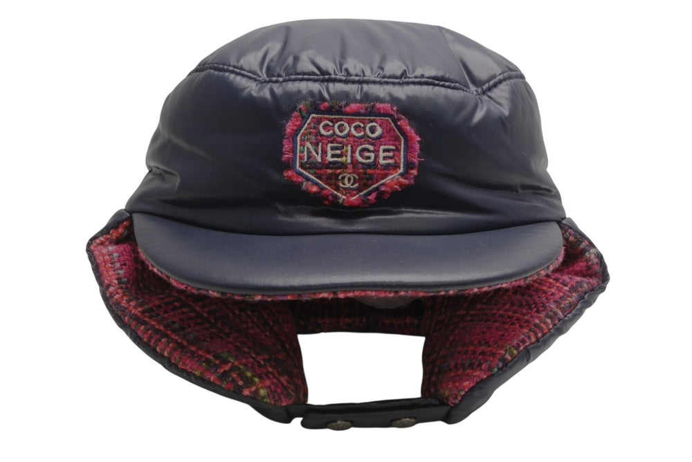 新品未使用 CHANEL シャネル 2018 COCO NEEIGE WOOL TWEED LINED 帽子 キャップ ナイロン ツイード 中古 4b013287