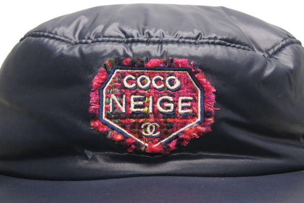 新品未使用 CHANEL シャネル 2018 COCO NEEIGE WOOL TWEED LINED 帽子 キャップ ナイロン ツイード 中古 4b013287