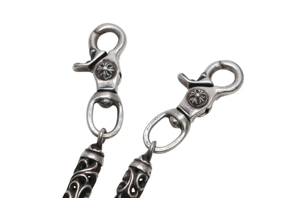 CHROME HEARTS クロムハーツ ケルティック ローラーウォレットチェーン 9リンク 2クリップ 約252.5g 美品 中古 4b013344