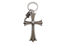 Load image into Gallery viewer, 極美品 CHROME HEARTS クロムハーツ CH CRS LG &amp; No5 DGGR ラージクロス ダガー キーリング 重量約55.1g 中古 4b013343
