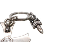 Load image into Gallery viewer, 極美品 CHROME HEARTS クロムハーツ CH CRS LG &amp; No5 DGGR ラージクロス ダガー キーリング 重量約55.1g 中古 4b013343