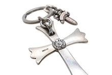 Load image into Gallery viewer, 極美品 CHROME HEARTS クロムハーツ CH CRS LG &amp; No5 DGGR ラージクロス ダガー キーリング 重量約55.1g 中古 4b013343