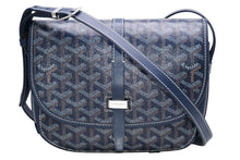Load image into Gallery viewer, GOYARD ゴヤール ベルヴェデーレPM ショルダーバッグ ネイビー PVC コーティングキャンバス レザー 美品 中古 4b013290