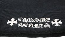 Load image into Gallery viewer, CHROME HERTS クロムハーツ WOOL WATCH CAP ウール帽 ロゴ刺繍ビーニー ニットキャップ 帽子 ブラック ホワイト 良品 中古 4b013311