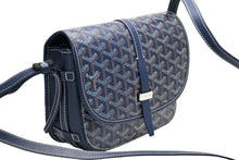 Load image into Gallery viewer, GOYARD ゴヤール ベルヴェデーレPM ショルダーバッグ ネイビー PVC コーティングキャンバス レザー 美品 中古 4b013290