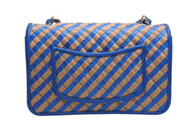 Load image into Gallery viewer, 新品同様 CHANEL シャネル ミニマトラッセ ショルダーバッグ 31番台 リネン レザー ブルー ベージュ シルバー金具 中古 4b013291