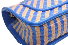 Load image into Gallery viewer, 新品同様 CHANEL シャネル ミニマトラッセ ショルダーバッグ 31番台 リネン レザー ブルー ベージュ シルバー金具 中古 4b013291