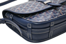 Load image into Gallery viewer, GOYARD ゴヤール ベルヴェデーレPM ショルダーバッグ ネイビー PVC コーティングキャンバス レザー 美品 中古 4b013290