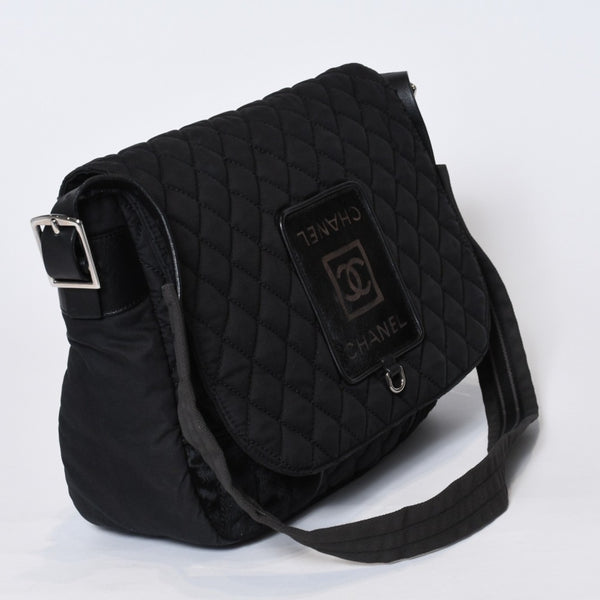 極美品 CHANEL シャネル スポーツライン ショルダーバッグ A33796 10番台 ココマーク ハラコ レザー ナイロン キルティング 中古 4a001159