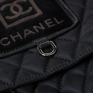 極美品 CHANEL シャネル スポーツライン ショルダーバッグ A33796 10番台 ココマーク ハラコ レザー ナイロン キルティング 中古 4a001159