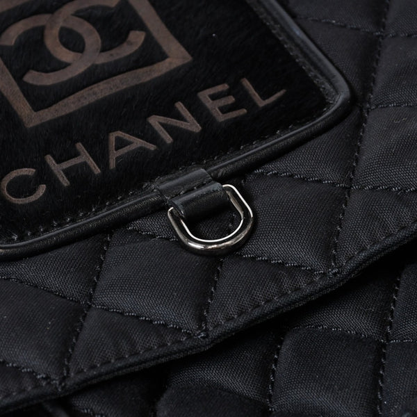 極美品 CHANEL シャネル スポーツライン ショルダーバッグ A33796 10番台 ココマーク ハラコ レザー ナイロン キルティング 中古 4a001159