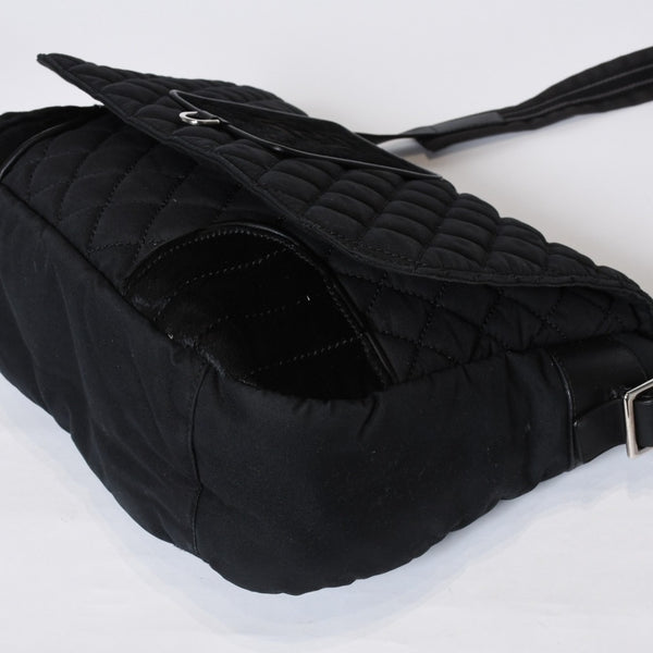 極美品 CHANEL シャネル スポーツライン ショルダーバッグ A33796 10番台 ココマーク ハラコ レザー ナイロン キルティング 中古 4a001159