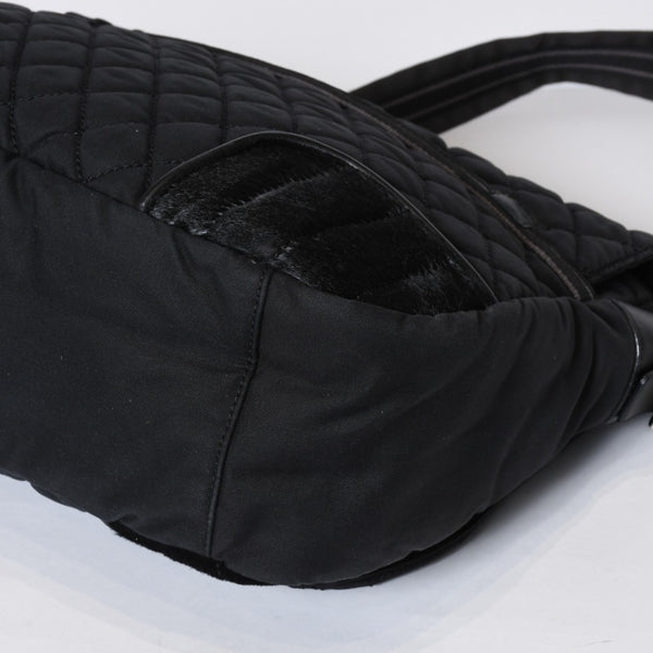 極美品 CHANEL シャネル スポーツライン ショルダーバッグ A33796 10番台 ココマーク ハラコ レザー ナイロン キルティング 中古 4a001159