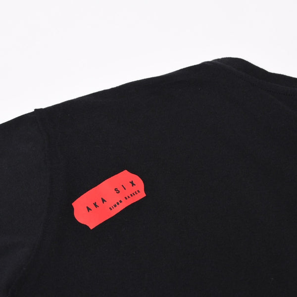 AKA SIX × Fragment Design エーケーエーシックス × フラグメントデザイン TEE 藤原ヒロシ カラーブラック 黒 サイズL 美品 中古 4b012033