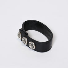 Load image into Gallery viewer, CHROME HEARTS クロムハーツ ブレスレット スターボタン 3BTN/2SNP 3ボタン2スナップ ブラック レザー シルバー925 美品 中古 4b013514