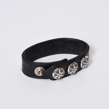 Load image into Gallery viewer, CHROME HEARTS クロムハーツ ブレスレット スターボタン 3BTN/2SNP 3ボタン2スナップ ブラック レザー シルバー925 美品 中古 4b013514