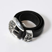 Load image into Gallery viewer, CHROME HEARTS クロムハーツ BLT CLASSIC 3PC クラシック 3PC レザーベルト サイズ32 スターリングシルバー ブラック 美品 中古 4b013117