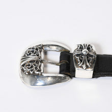 Load image into Gallery viewer, CHROME HEARTS クロムハーツ BLT CLASSIC 3PC クラシック 3PC レザーベルト サイズ32 スターリングシルバー ブラック 美品 中古 4b013117