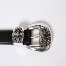 Load image into Gallery viewer, CHROME HEARTS クロムハーツ BLT CLASSIC 3PC クラシック 3PC レザーベルト サイズ32 スターリングシルバー ブラック 美品 中古 4b013117