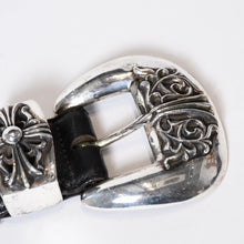 Load image into Gallery viewer, CHROME HEARTS クロムハーツ BLT CLASSIC 3PC クラシック 3PC レザーベルト サイズ32 スターリングシルバー ブラック 美品 中古 4b013117