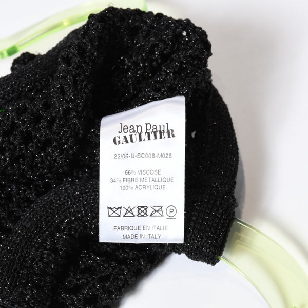 極美品 Jean Paul GAULTIER ジャンポールゴルチェ 22SS ハートハンドル メッシュバッグ 22/06-U-SC008-M028 クリアグリーン ブラック 中古 4b013453