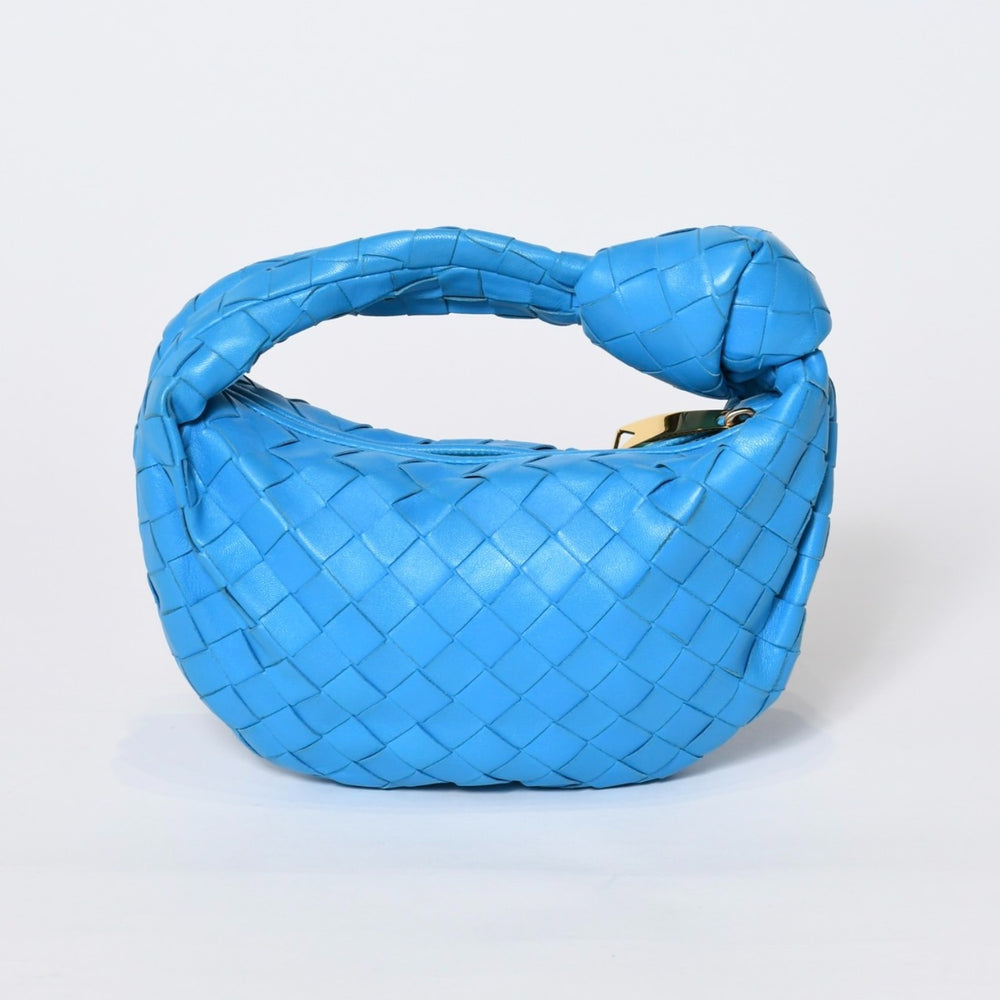 極美品 BOTTEGAVENETA ボッテガヴェネタ MINI JODIE ミニ ジョディ ハンドバッグ 651876 イントレチャート ブルー 中古 4b013572