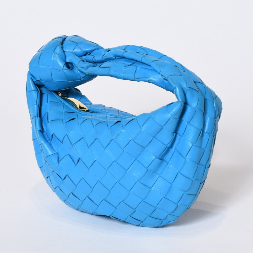 Very good condition BOTTEGAVENETA MINI JODIE Handbag 651876 Intrecciato Blue Used 4b013572