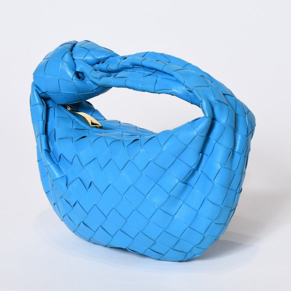極美品 BOTTEGAVENETA ボッテガヴェネタ MINI JODIE ミニ ジョディ ハンドバッグ 651876 イントレチャート ブルー 中古 4b013572