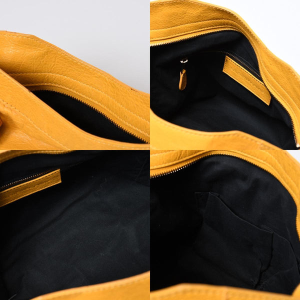 BALENCIAGA バレンシアガ ミニシティ ショルダーバッグ 300295 イエロー レザー シャンパンゴールド金具 美品 中古 4b013536