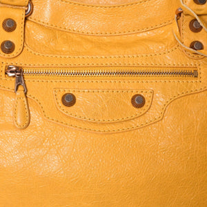 BALENCIAGA バレンシアガ ミニシティ ショルダーバッグ 300295 イエロー レザー シャンパンゴールド金具 美品 中古 4b013536