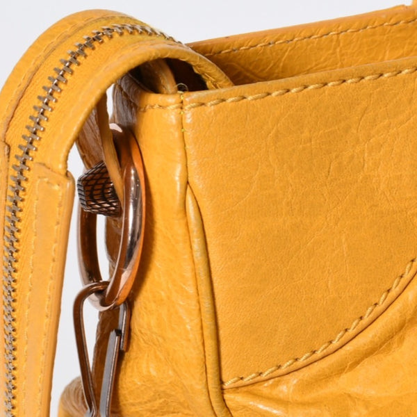BALENCIAGA バレンシアガ ミニシティ ショルダーバッグ 300295 イエロー レザー シャンパンゴールド金具 美品 中古 4b013536