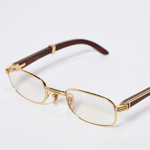 Load image into Gallery viewer, CARTIER カルティエ ウッドテンプル メガネ 50□22 135bブラウン ウッド ゴールド金具 美品 中古 4b013653
