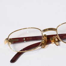 Load image into Gallery viewer, CARTIER カルティエ ウッドテンプル メガネ 50□22 135bブラウン ウッド ゴールド金具 美品 中古 4b013653