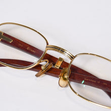 Load image into Gallery viewer, CARTIER カルティエ ウッドテンプル メガネ 50□22 135bブラウン ウッド ゴールド金具 美品 中古 4b013653