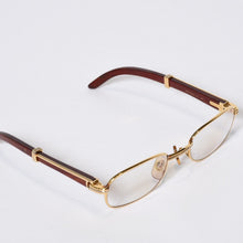 Load image into Gallery viewer, CARTIER カルティエ ウッドテンプル メガネ 50□22 135bブラウン ウッド ゴールド金具 美品 中古 4b013653