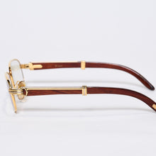 Load image into Gallery viewer, CARTIER カルティエ ウッドテンプル メガネ 50□22 135bブラウン ウッド ゴールド金具 美品 中古 4b013653