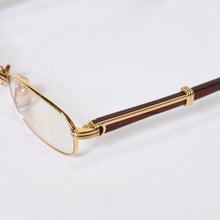 Load image into Gallery viewer, CARTIER カルティエ ウッドテンプル メガネ 50□22 135bブラウン ウッド ゴールド金具 美品 中古 4b013653