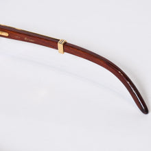 Load image into Gallery viewer, CARTIER カルティエ ウッドテンプル メガネ 50□22 135bブラウン ウッド ゴールド金具 美品 中古 4b013653