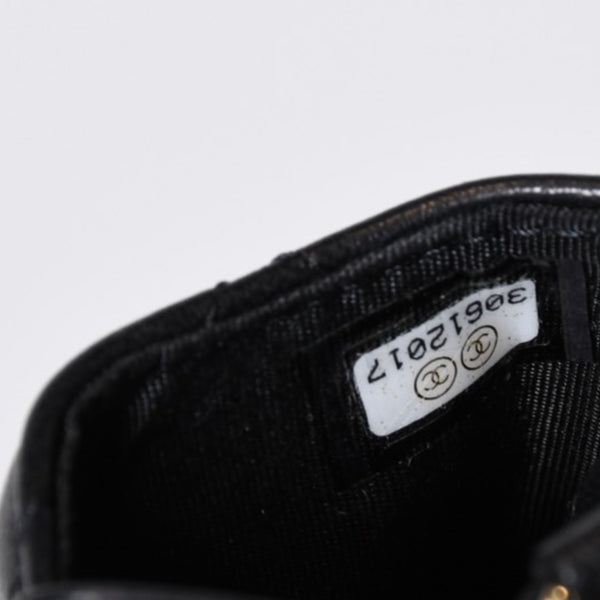 極美品 CHANEL シャネル カードケース 名刺入れ ノベルティ ココマーク 30番台 ラムスキン ブラック ゴールド金具 中古 4b013179