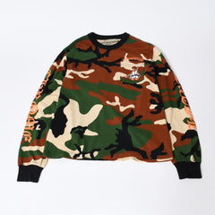CHROME HEARTS × MATTY BOY クロムハーツ×マッティボーイ カモ柄 グラフィック クルーネック ロンT サイズ S 中古 美品 4b013634