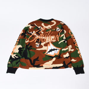CHROME HEARTS × MATTY BOY クロムハーツ×マッティボーイ カモ柄 グラフィック クルーネック ロンT サイズ S 中古 美品 4b013634