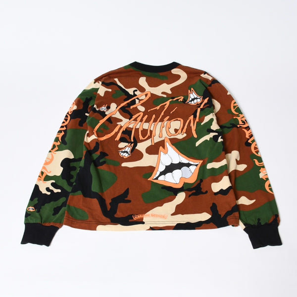 CHROME HEARTS × MATTY BOY クロムハーツ×マッティボーイ カモ柄 グラフィック クルーネック ロンT サイズ S 中古 美品 4b013634